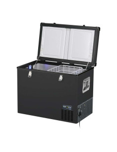 Nevera portátil de 100 litros Black Steel con alimentación 12V, marca Indel B modelo TB100 con iluminación interior y Bluetooth