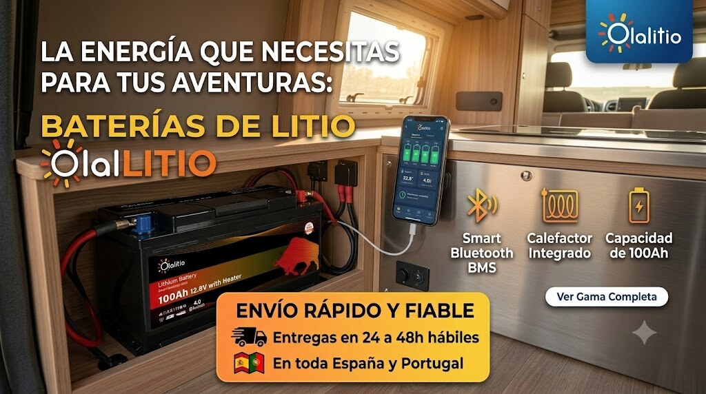 Baterías de litio Olalitio - Smart Bluetooth BMS, calefactor integrado, 100Ah - Envío en 24-48h a España y Portugal